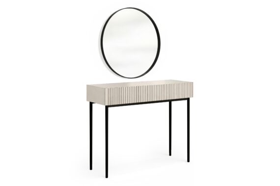Dressing Table Nicole - Cashmere / Black Legs + Mirror Nicole 80 - Black