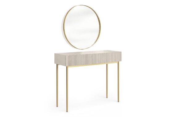 Dressing Table Nicole - Cashmere / Golden Legs + Mirror Nicole 80 - Gold