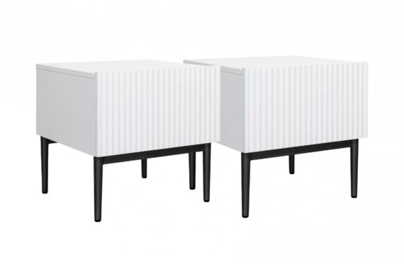 Set de noptiere Nicole 2 buc. - alb mat / picioare negre