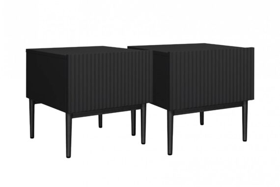 Set de noptiere Nicole 2 buc. - negru mat / picioare negre
