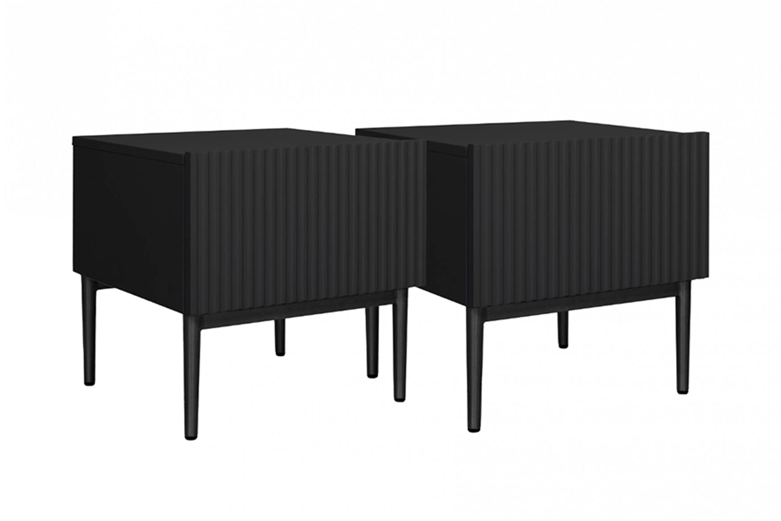 Set de noptiere Nicole 2 buc. - negru mat / picioare negre