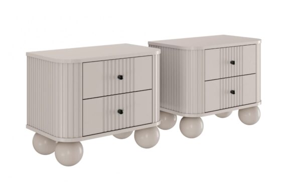 Set noptiere Vesper 56 cm - cașmir / mânere negre / picioare rotunde