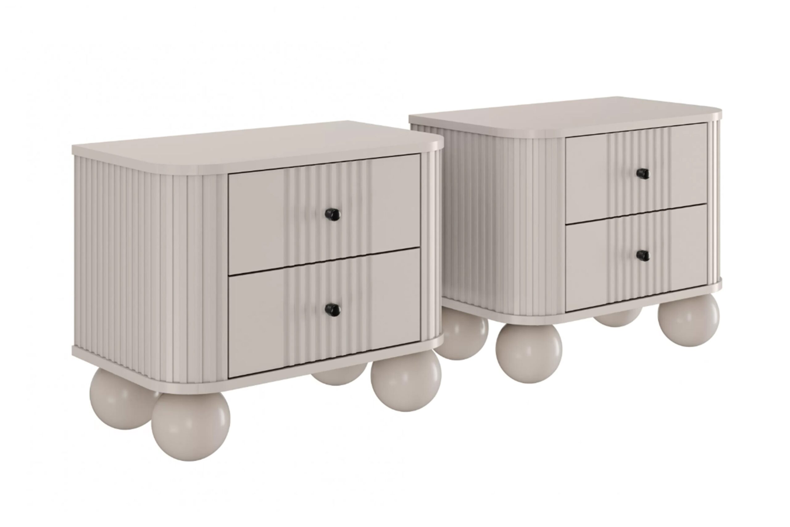 Set noptiere Vesper 56 cm - cașmir / mânere negre / picioare rotunde