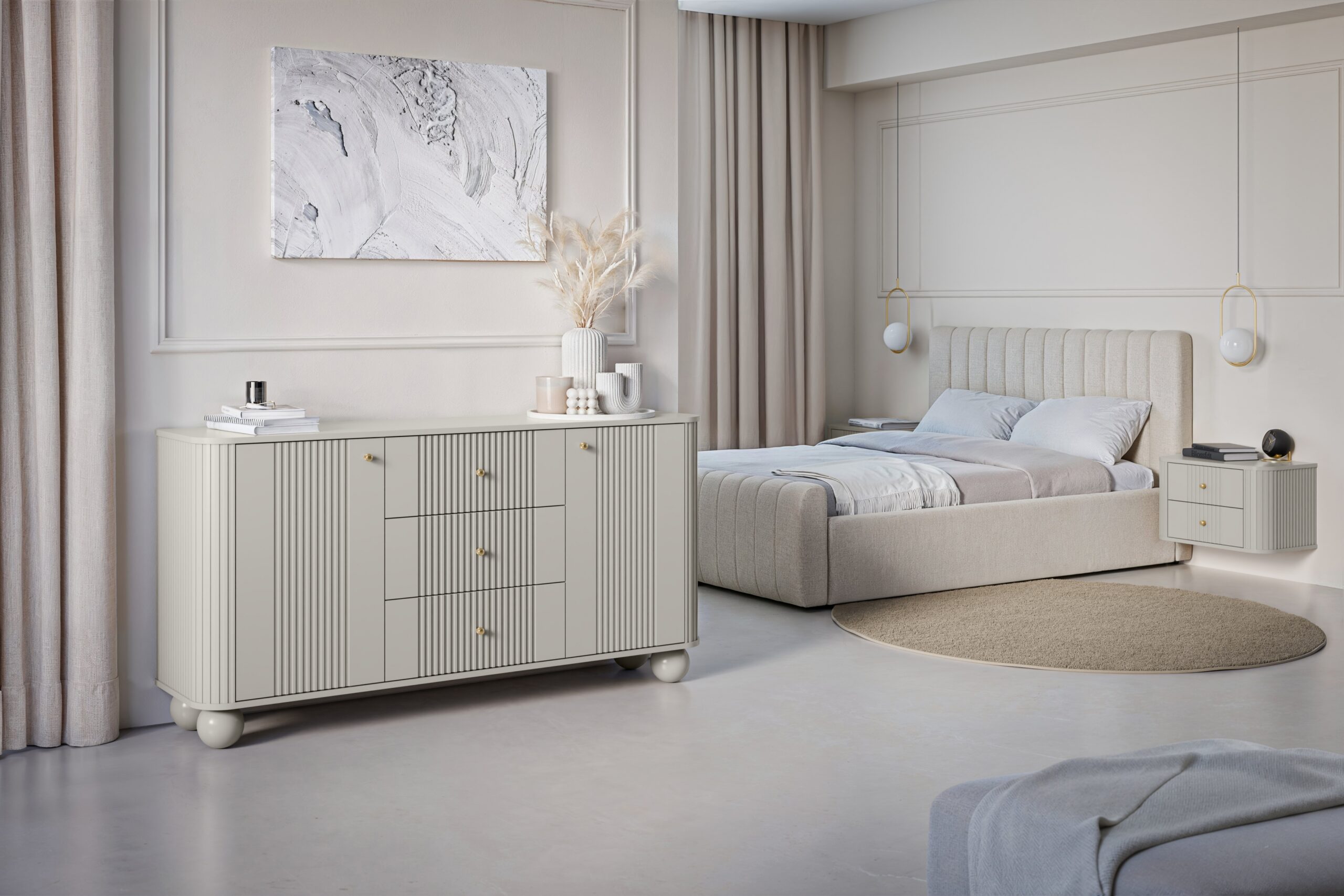 Set noptiere Vesper 56 cm de perete - cașmir / mânere aurii - imagine 3