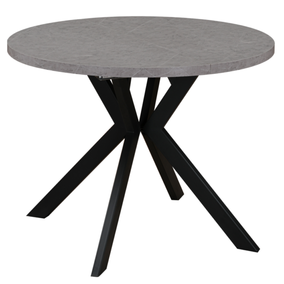 Masă de sufragerie extensibilă, beton deschis/negru, 100-250x75,5 cm, LUKOS